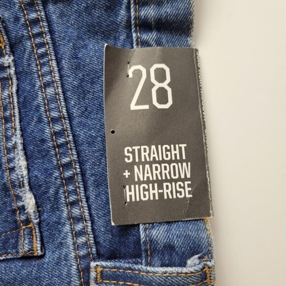 bdg Straight and Narrow High Rise Jeans Button Fly Frayed Hem 28 NEW - Picture 8 of 13